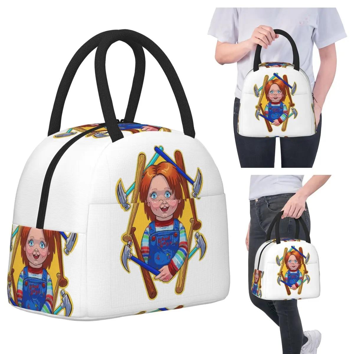 

Chucky Doll (3) Lunch Bags Insulated Bento Box Waterproof Lunch Tote Leakproof Picnic Bags Thermal Bag for Woman Student Office
