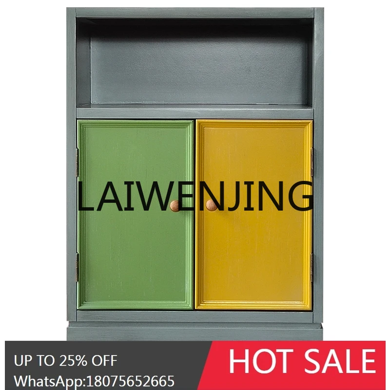 RWJ الأمريكية الخشب الصلب التباين اللون أربعة دلو خزانة غرفة المعيشة تخزين جدار مزيج التخزين #1