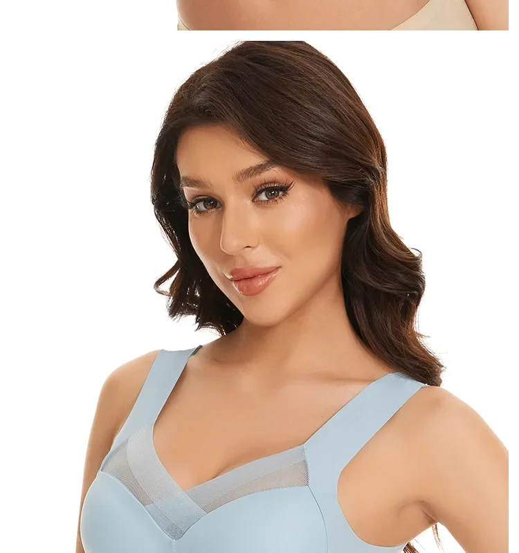 Damen Spitzen-Sport-BHs Übergröße Nahtloser BH Bralette Rückenfreier Damen-BH Weste Stoßfester Drahtloser Top-BH L-3XL – Detail 11