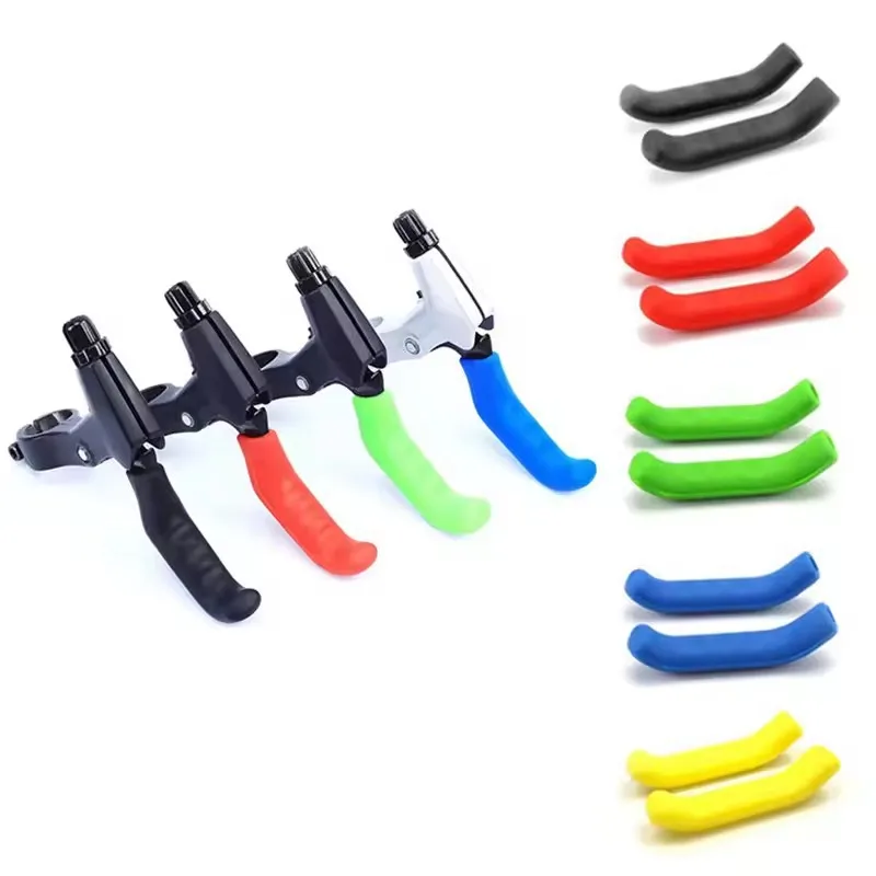 1Pair Bicycle Brake Handle Cover Road Mountain Bike Brake Lever Protect Silicone Sleeve Comfortable MTB Brakes Handle Protector image 2