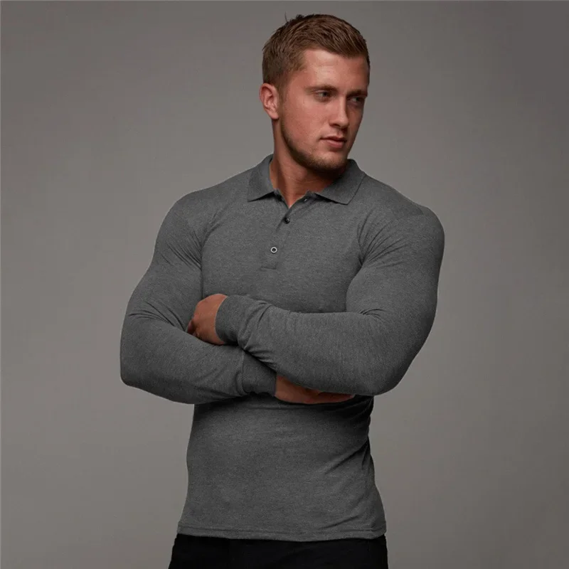 New Brand Cotton Breathable Men\'s Polo Shirt Fitness Men Cotton Long Sleeve Poloshirt Brands Clothing Autumn Mens Polo Shirts