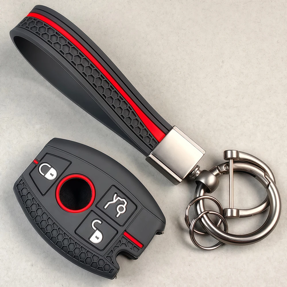 Silikon-Schlüsselhülle für Mercedes Benz A B C E Klasse GLS GLA GLK GLC CLS CLA AMG W204 W205 W212 W463 W176 – Detail 3