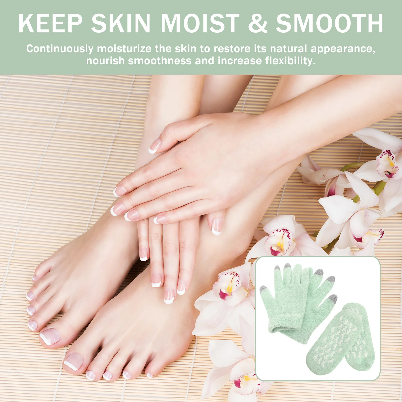 

1 set 1 Set Moisturizing Gloves Socks Gel Hand Foot Mask For Dry Cracked Skin Overnight Hydration Lotion Infused