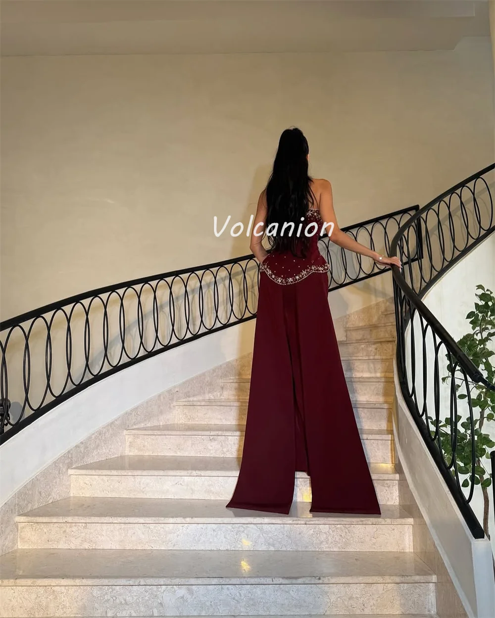 Customized Modern Style Sparkle Jersey Rhinestone Sequined Ruffle Pleat Straight Strapless Long Dresses Bespoke Occasion Dresses
