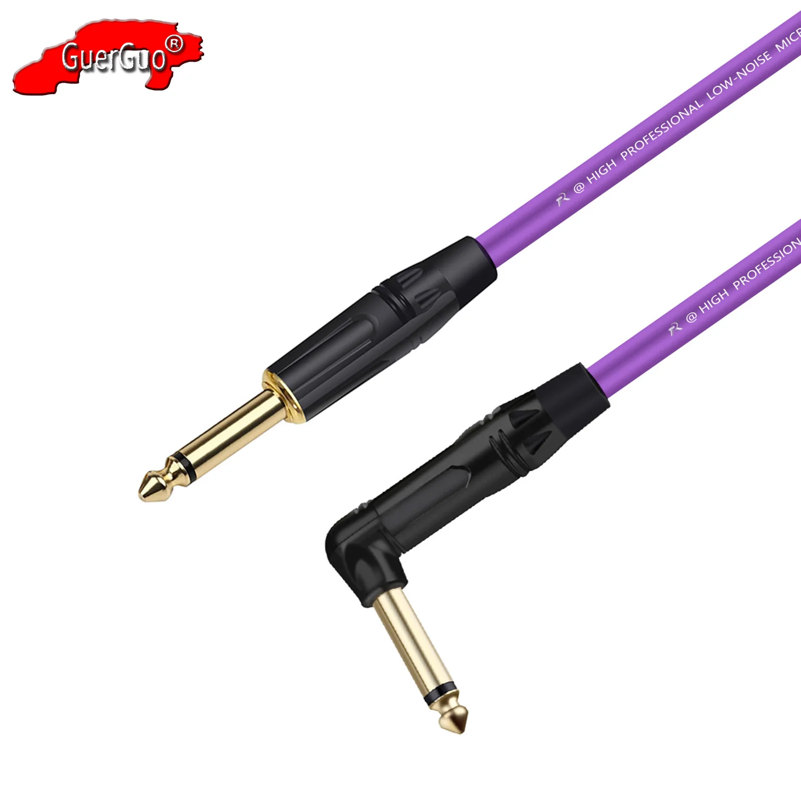 

Guitar Cable,6.35mm Straight to Right Angle Audio Extension Cord,1/4" TS Male to Male Instrument Line for Guitar Bass keyboard