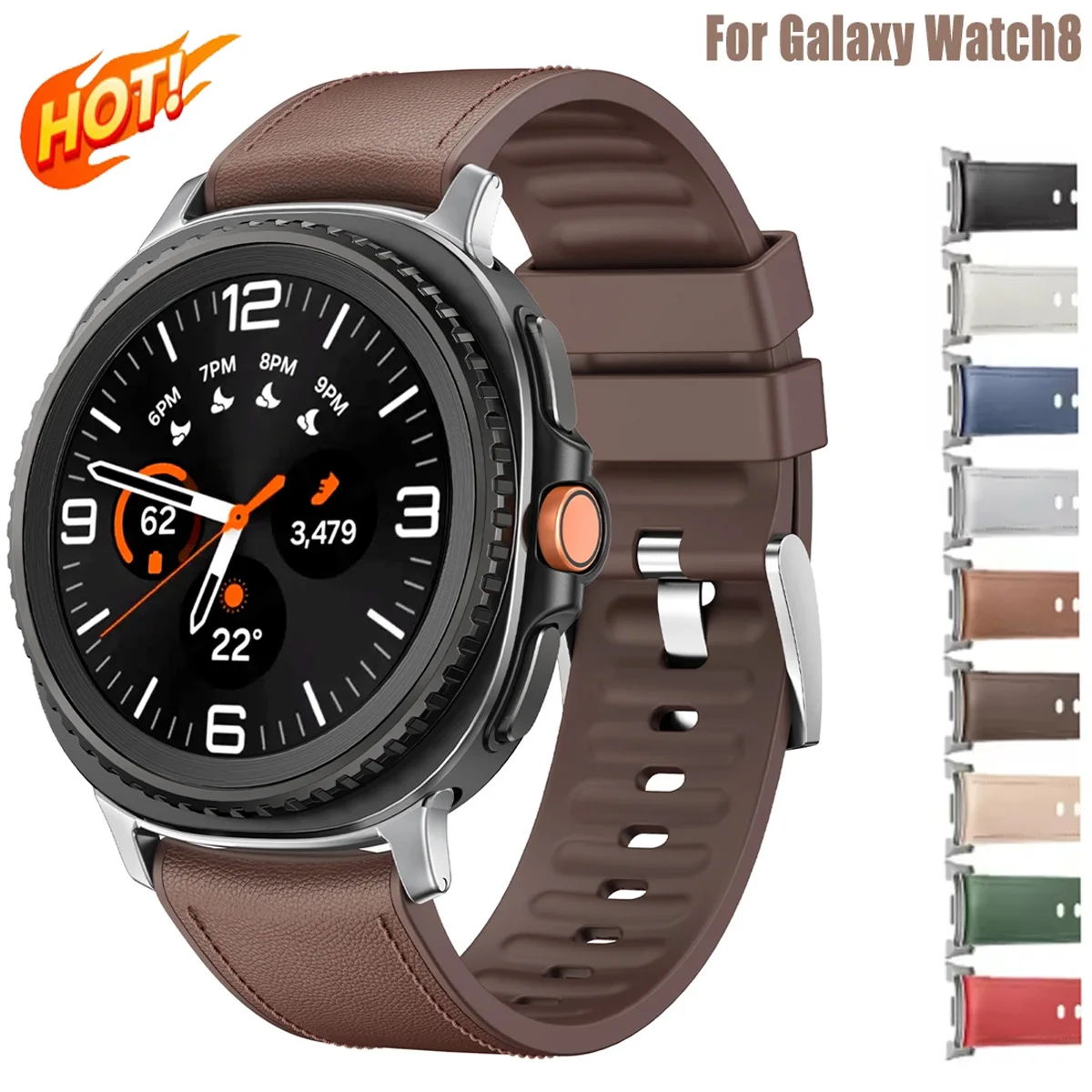 HOT Original Lederarmband für Samsung Galaxy Watch8 Classic 46mm Ersatzband Watch 8 44mm 40mm Armband ohne Lücken Zubehör