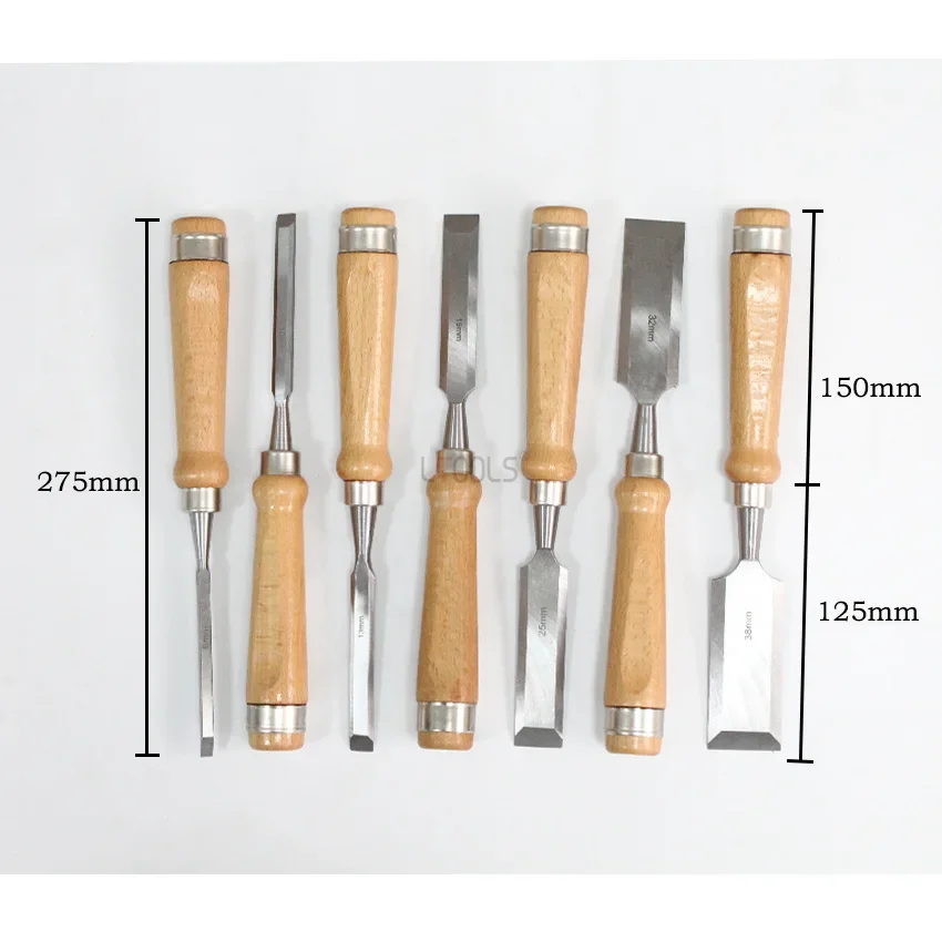 Professional Wood Chisels Set Sharp Chrome-Vanadium Steel Wood Carving Chisels Beech Handles Ergonomic DIY Wood Carving Tools