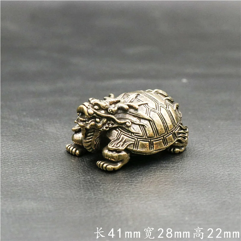 Pure Brass Xuanwu Turtle Lucky Dragon Turtle Pendant Pure Copper Keychain Accessories Rich Noble Dragon Turtle Keychain Pendant