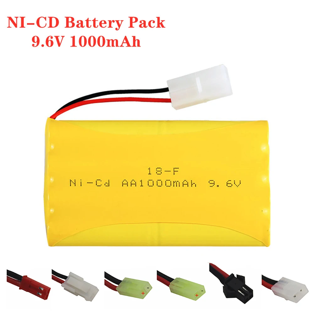 แบตเตอรี่ Ni-Cd 9.6 V 1000mAh สำหรับของเล่นรถรถถังรถไฟหุ่นยนต์ปืนเรืออะไหล่ AA 9.6 V แพ็คแบตเตอรี่แบบชาร์จไฟได้ Tamiya Plug