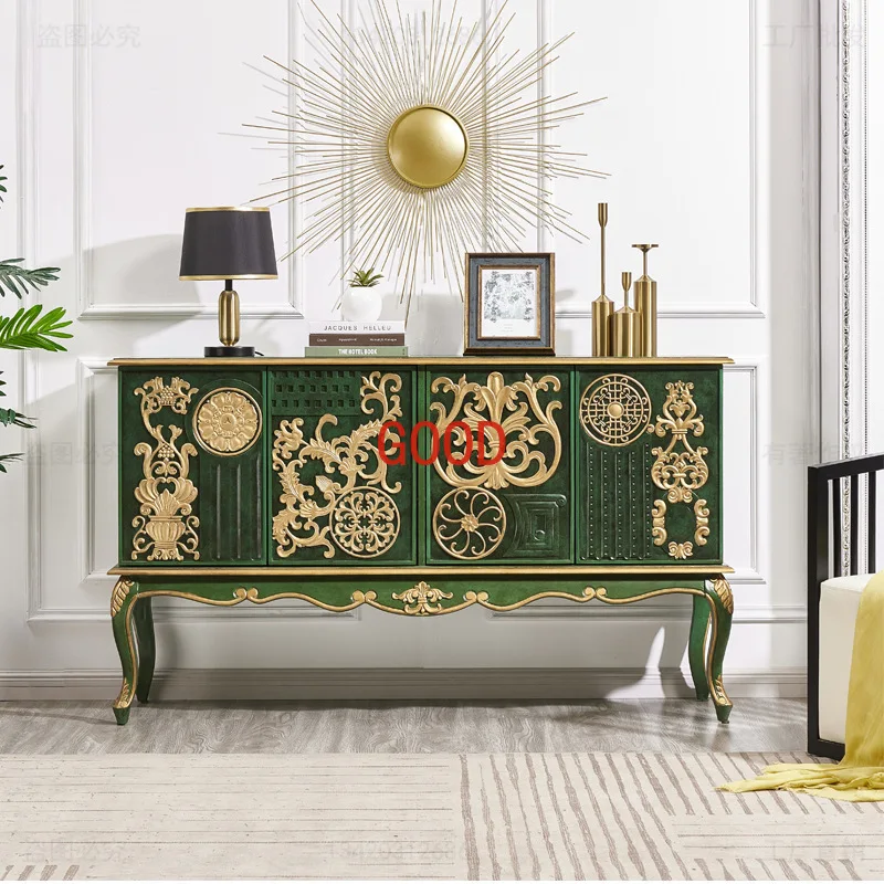 Golden Emerald American Sideboard Cabinet Solid Wood Multi-Functional French Locker