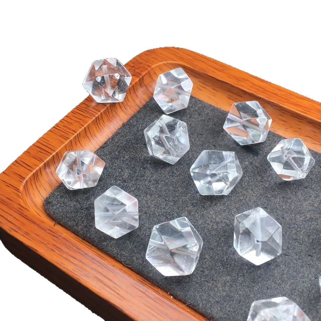 Natural Clear Quartz Faceted Octagon Beads, Multi-facet Crystal Loose Beads, Drilled Gemstone Beads for DIY Bracelet