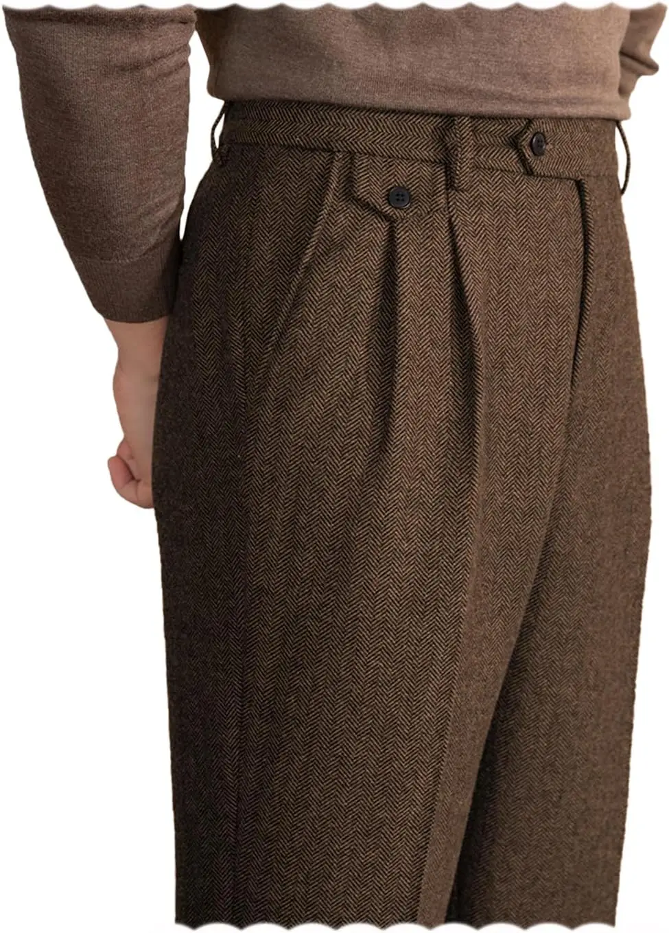 

Mens Pants Herringbone Vintage Dress Pant Trousers Regular Fit Suit Pants for Men