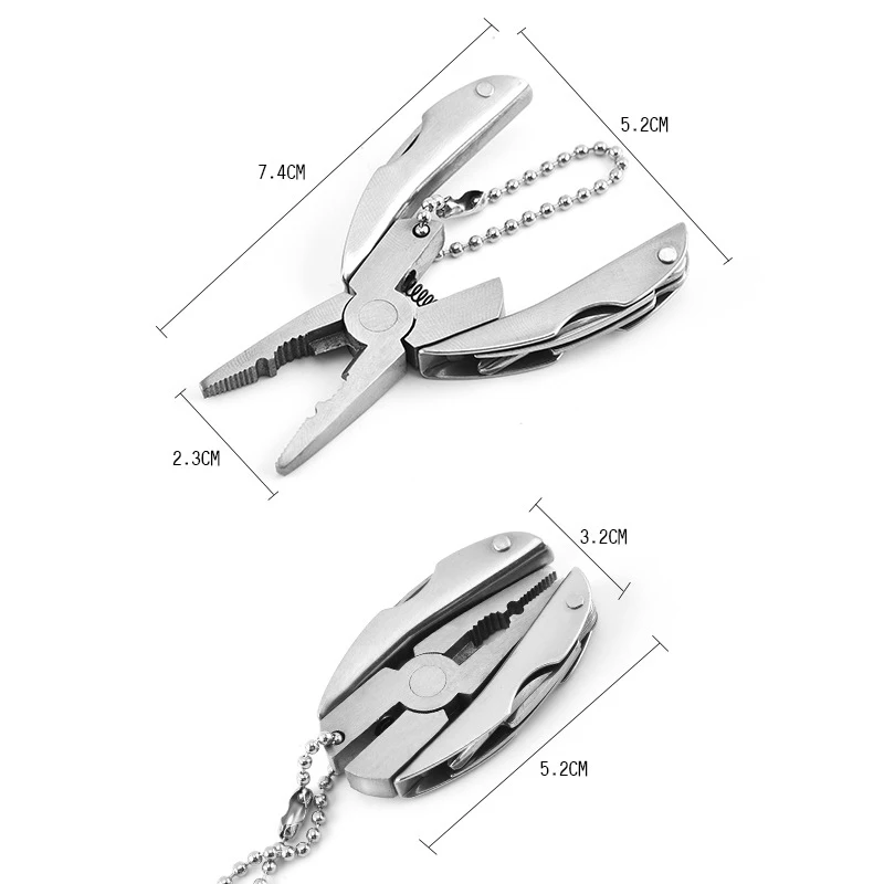 Polished 6-in-1 Stainless Steel Multi-function Pliers Tool Set with Protective Sleeve Mini Steel Hammer Screwdriver