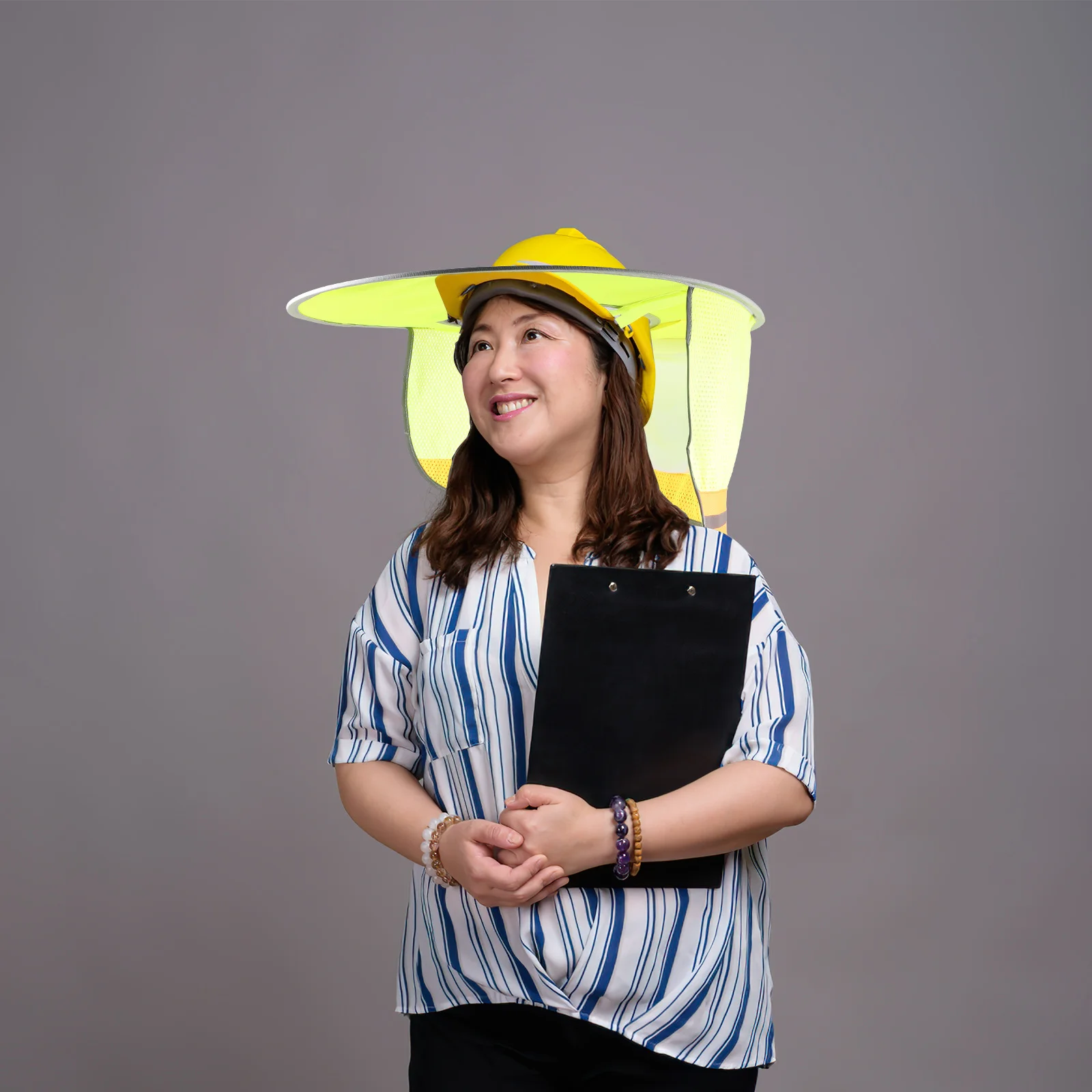 

1pcs Reflective Full Brim Sunshade Cloth High Visibility Mesh Protector For Hard Hat Foldable Lightweight Neon