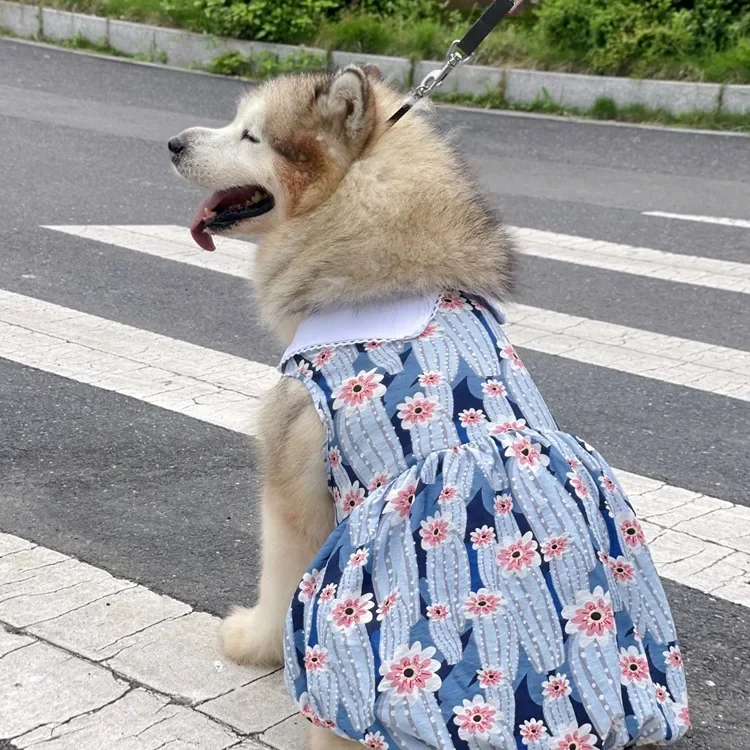 Pet Clothing Spring Summer  Big Dog Dress Full Wall Deep Forest Skirt for Cat Teddy Golden Retriever Alaska Satsuma