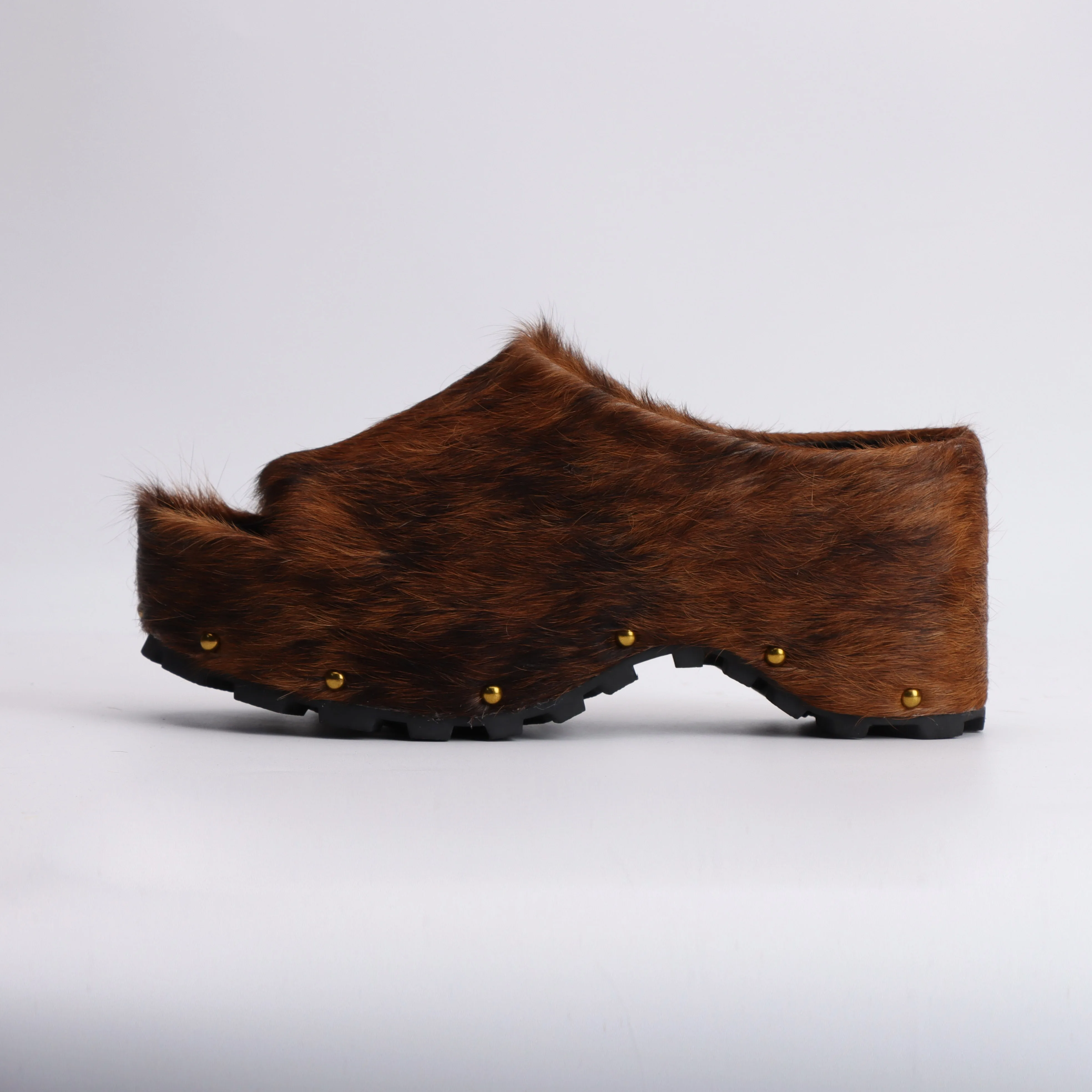 Summer Fashion Comfort Shoes 2025 Women Real Calf Hair Leather Designer Luxury Platform Mules Lined Slip On Clogs Slides Sandals