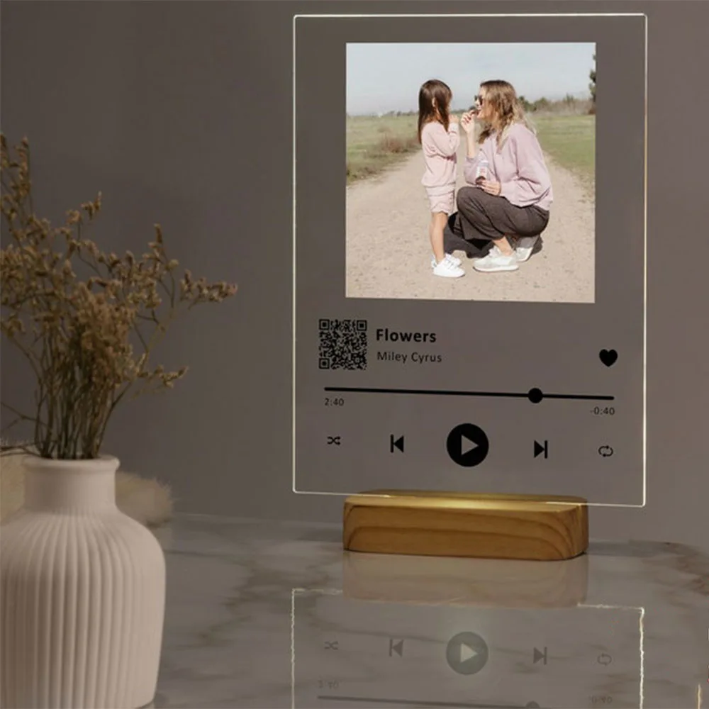 Personalized Photo Acrylic Plaque Custom Music Song Plaque Album Cover Tabletop Decor Romantic Anniversary Gift for Couples