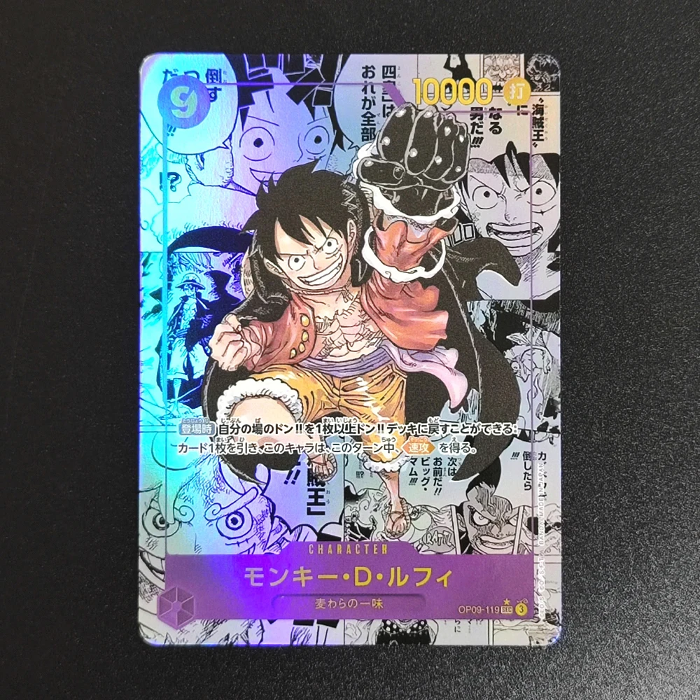 

Коллекционная карта TCG OPCG 2024 ONE PIECE OP09 JP MONKEY D. LUFFY MANGA AL TERNATE ART 119, текстурированная, с тиснением, аниме-карта, игрушка