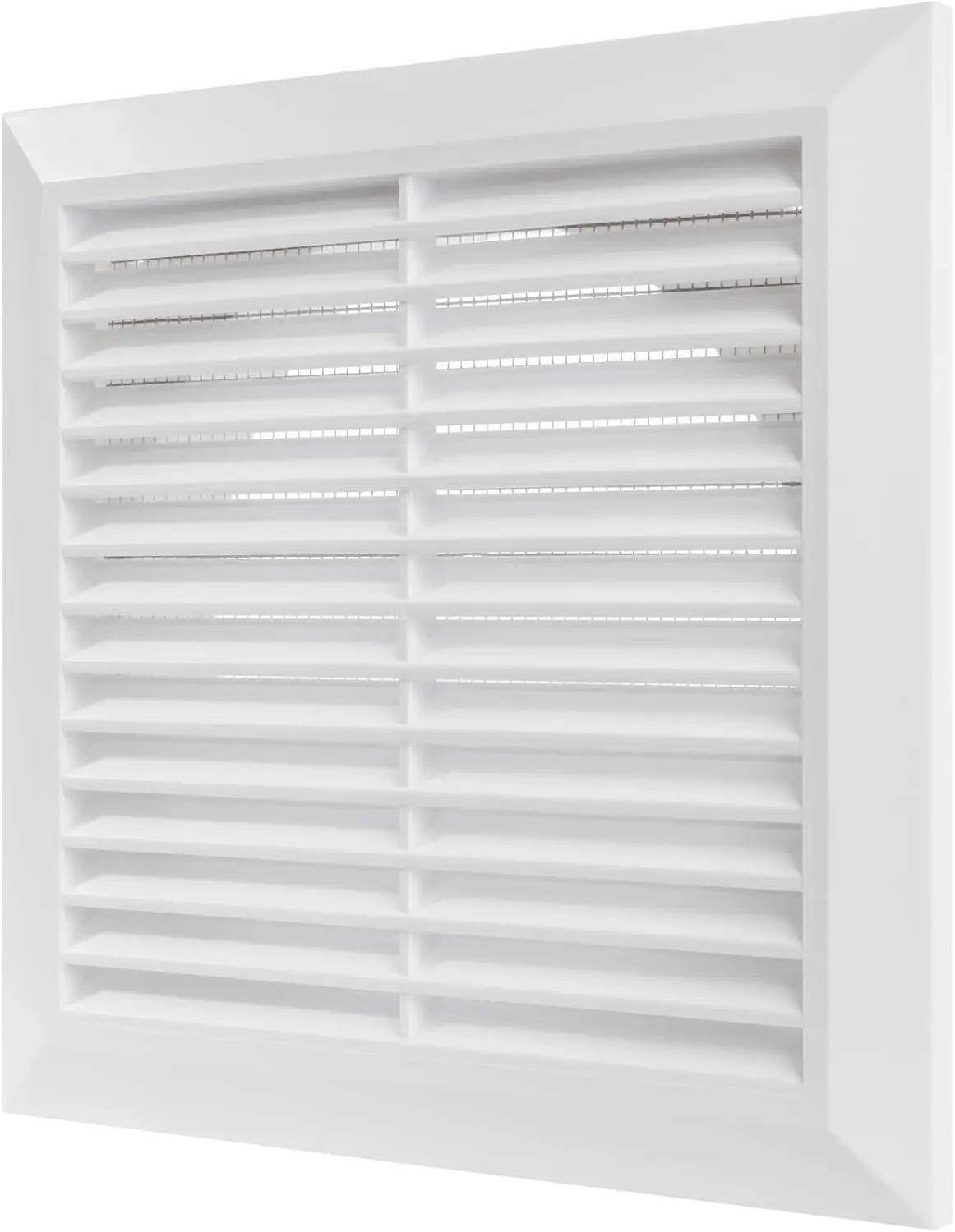 

6-Inch White Louvered Vent Cover with Mesh Screen, Durable Plastic for Bathroom, Kitchen, Garage Ventilation