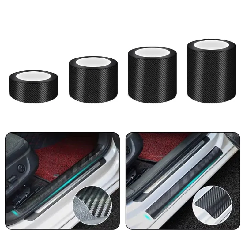 1/2/3pcs Car Stickers Bumper Sticker Protector Car Door Sill Stickers Fiber Rubber Body Tape Anti Scratch Scuff Protective Film