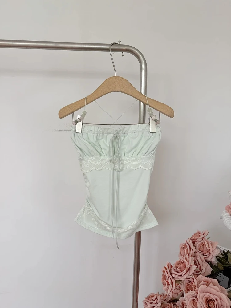 Ensemble 2 pièces pour femmes, Style doux français, hauts Design à bretelles Y2k + jupe décontractée taille haute, mode féminine Chic, tenues d'été 2025