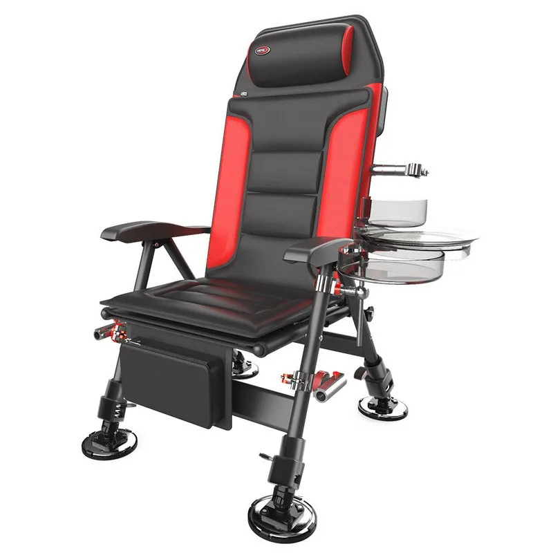Aluminum Folding Fishing Chair Multi-Position Adjustable Backrest Reclining Portable Heavy Duty Camping Seat