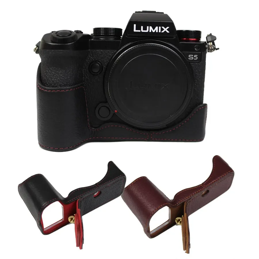 Oryginalna, skórzana obudowa dolna aparatu do Panasonic LUMIX S5 S5 II S5 M2 DC-S5GK-K, półobudowa, pokrowiec ze skóry PU