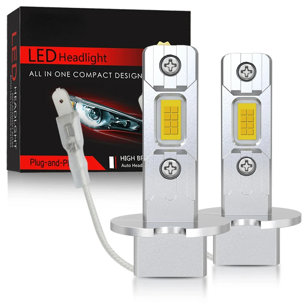 

30000LM H1 Светодиодная фара 100W Mini Canbus H3 Led для автомобильных фар Безвентиляторный свет Автодиодные противотуманные фары 6000K Белый 3000K Желтый