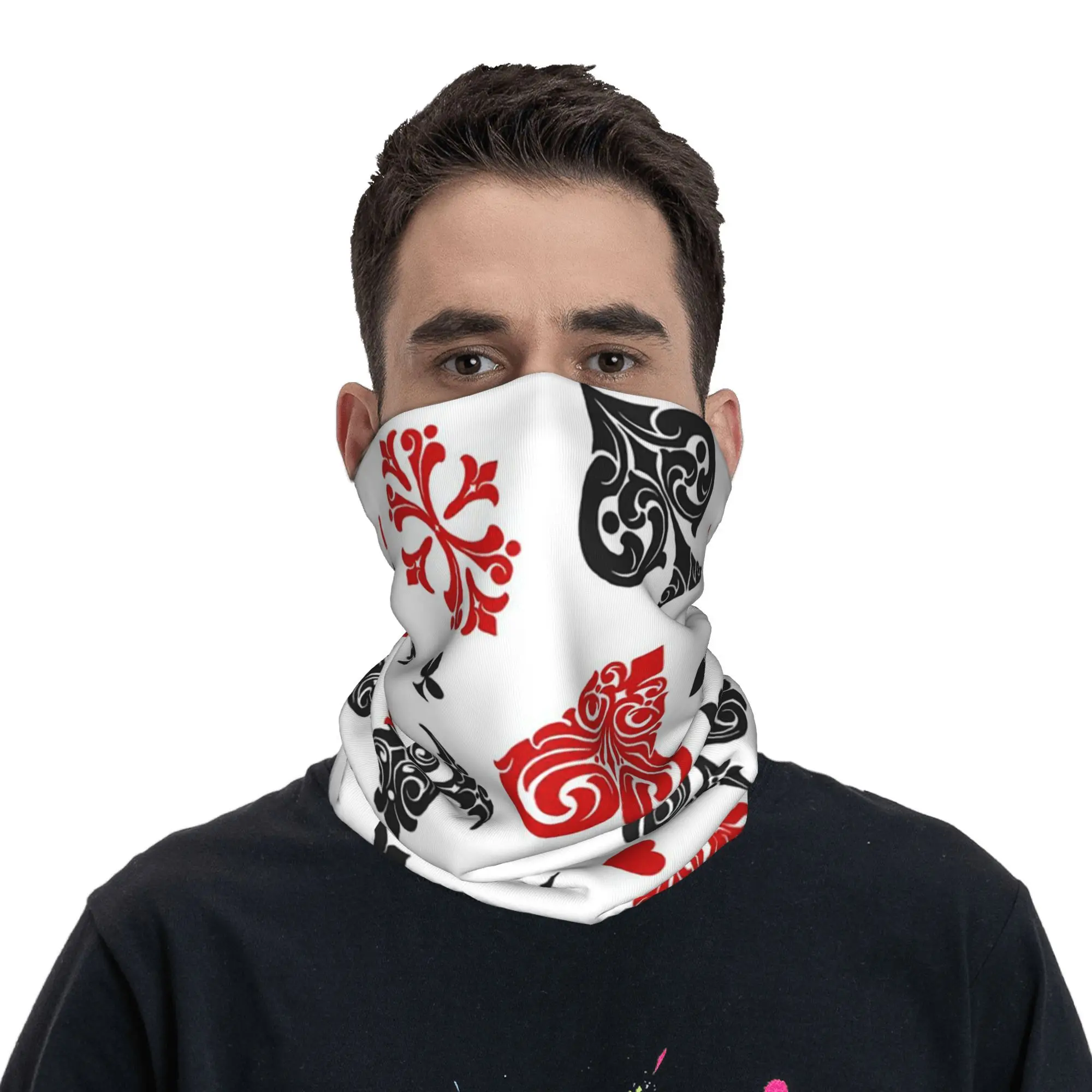 플레잉 카드 아이콘 Bandana Neck Gaiter 프린트 마스크 스카프 다용도 사이클링 스카프 라이딩 유니섹스 성인 세탁 가능