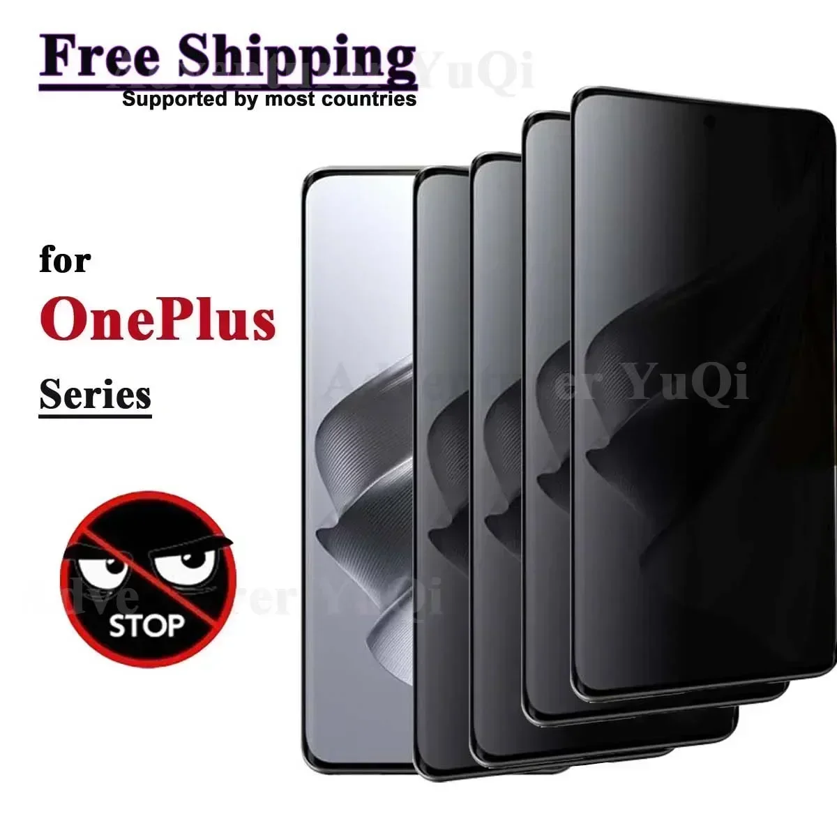 Anti Spy Screen Protector For OnePlus 9 Pro 10 11 12 11R 12R, 3D Privacy Tempered Glass 9H Peep Case Friendly Free Shipping