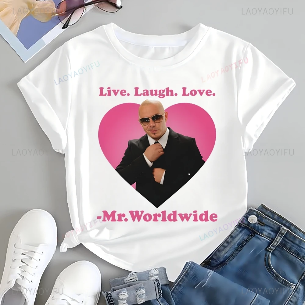 

Классическая модная рубашка с принтом плаката PITBULL, повседневная уличная одежда унисекс, весенне-летний топ с короткими рукавами, свободная футболка с 0-образным вырезом