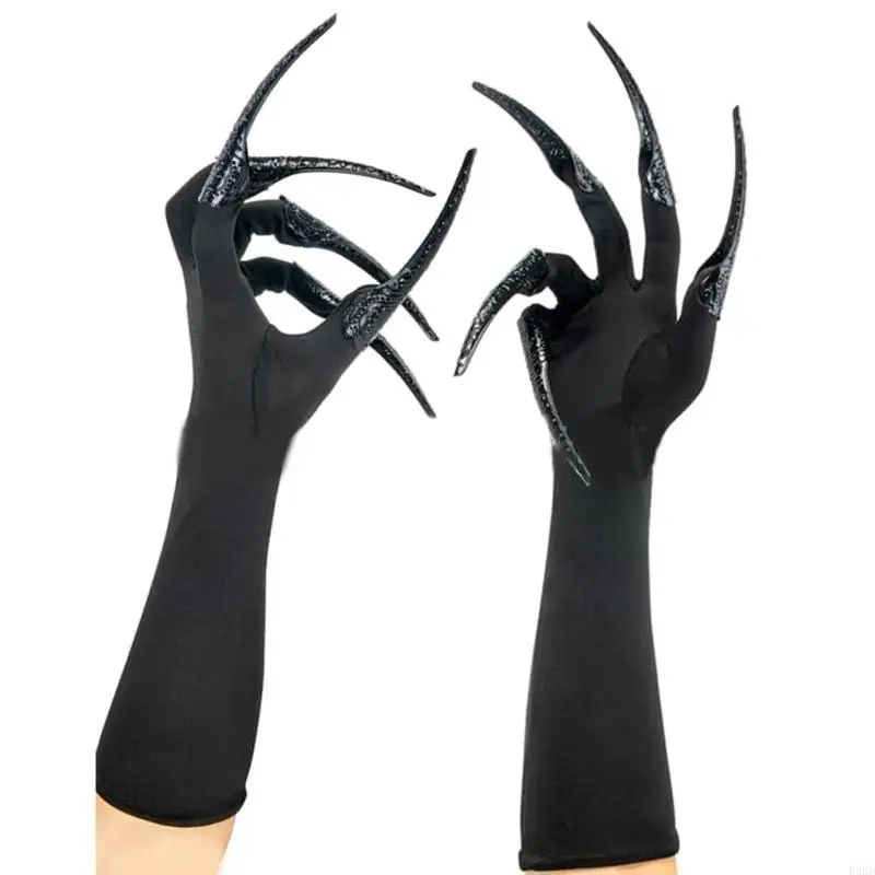 F92d Halloweenowe rekwizyty imprezowe długie paznokcie rękawiczki dla kobiet dziewczyna RPA RPA RPA COSTMUE Costume Rękawiczki