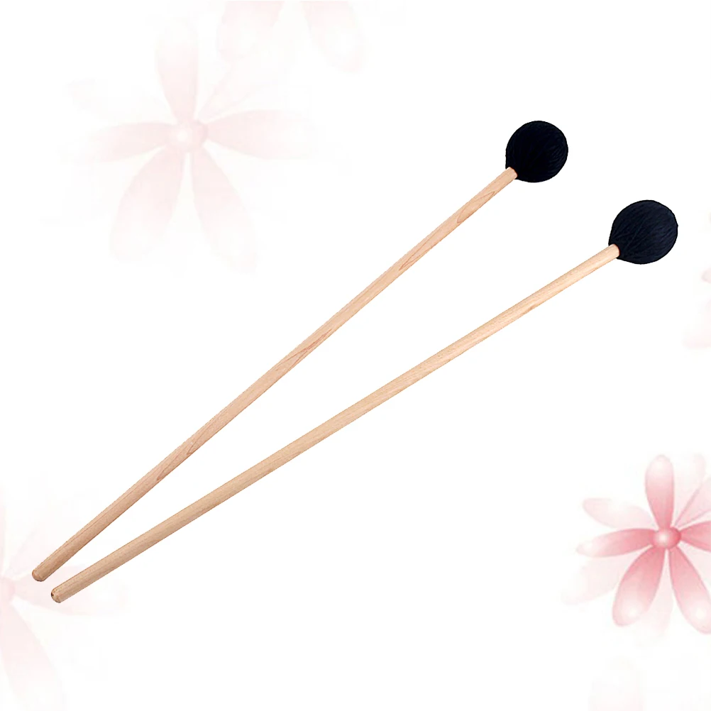 

2 Pcs Wool Drumsticks Woolen Material Mallet for Percussion Instrument Bass Black Felt Head Wooden Affordable