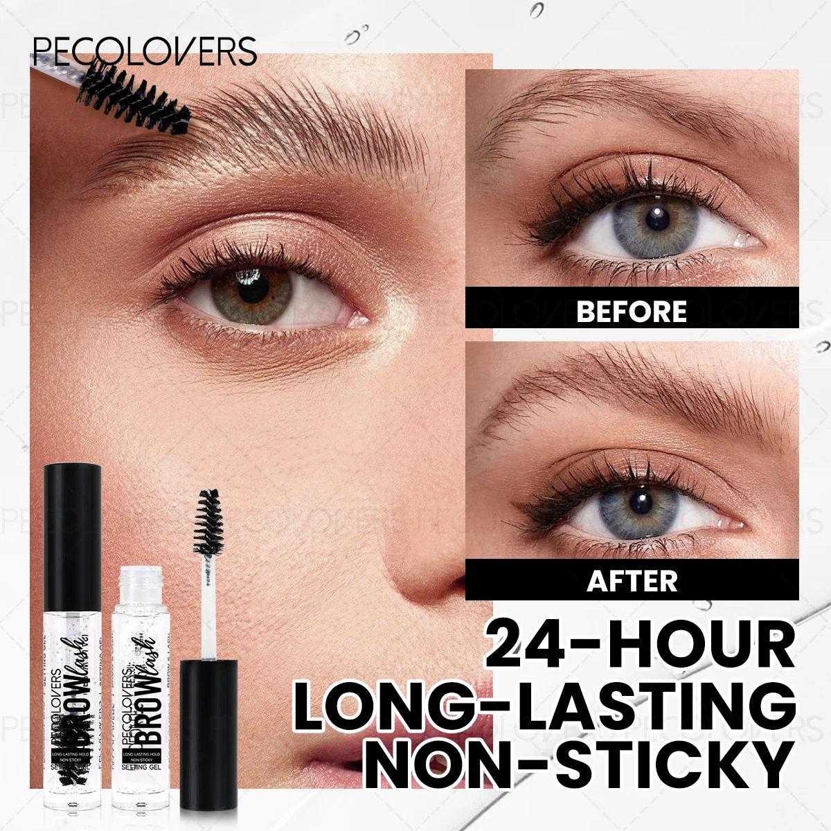 Gel Fijador de Cejas 3D Transparente, Resistente al Agua, con Cepillo, Cera para Peinar las Cejas