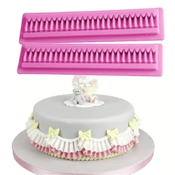 Cake Border Fondant Mold Pleated Lace Waves Mould Skirt Ruffle Scrunch Sugarcraft  Baby Shower Kitchen Accessories Pastry Tools