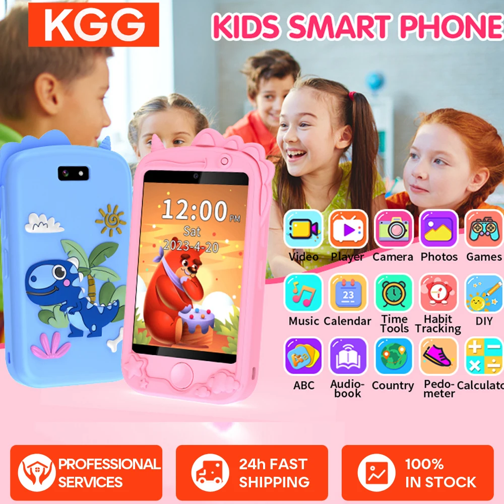 โทรศัพท์มือถือเด็ก 2G สมาร์ทโฟนของเล่นขนาดเล็ก พร้อมหนังสือเสียง กล้องคู่ เครื่องมือการศึกษาสำหรับเด็กชายและเด็กหญิง เครื่องเล่นเพลง เกมปริศนา