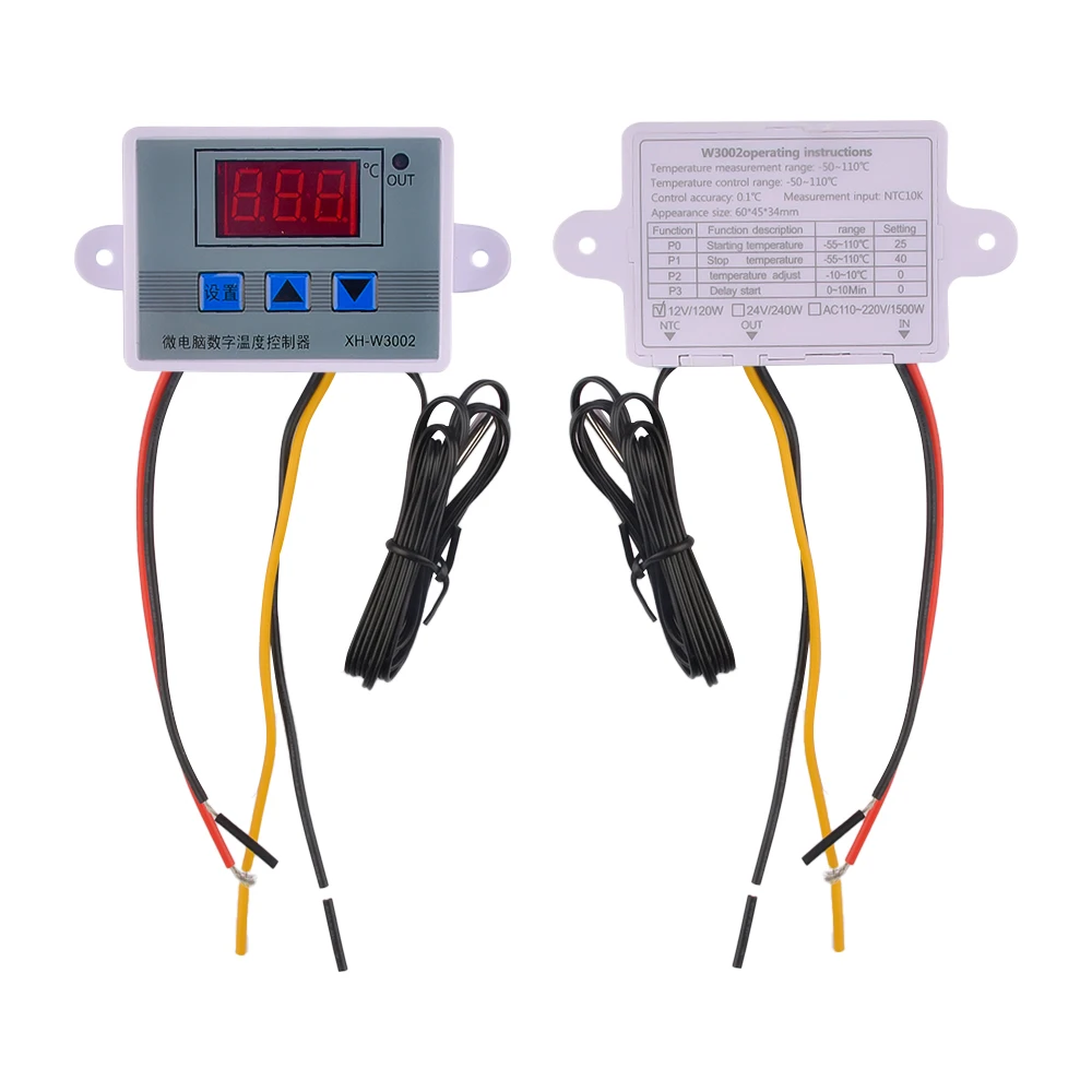 XH-W3002 Temperature Controller AC110V-220V DC12V/24V LED Digital Control Thermostat Microcomputer Switch Thermoregulator Sensor