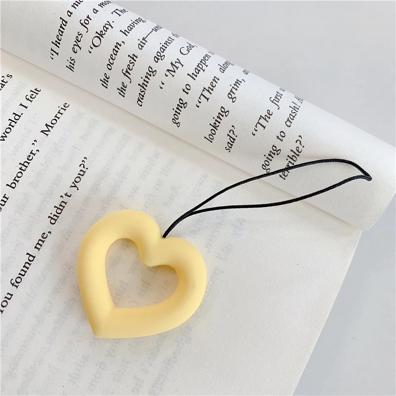 Cute Cartoon Heart Shaped Silicone Finger Ring Mobile Phone Strap Lanyards