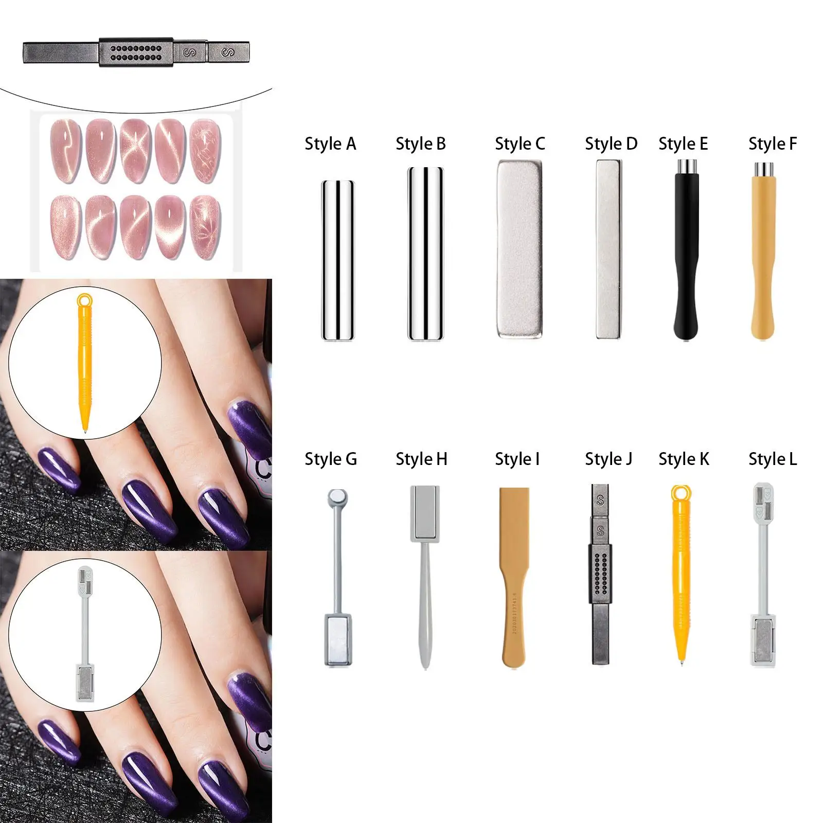 Imán de ojo de gato, accesorios para uñas, bolígrafo magnético para uñas, varitas magnéticas de ojo de gato, herramientas magnéticas para uñas para salón de uñas, bricolaje para el hogar