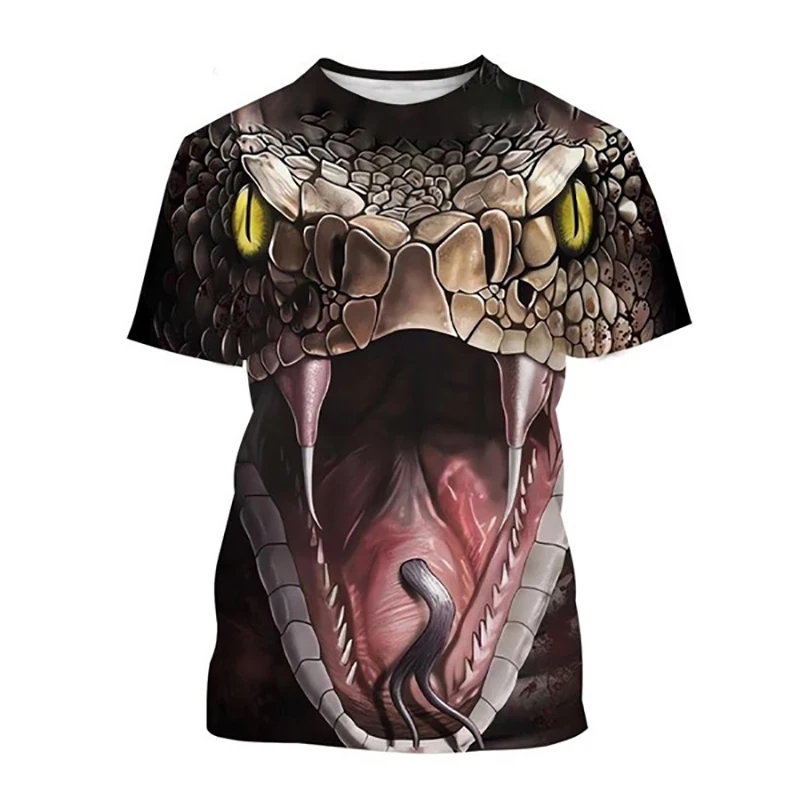 Summer Animal Snake 3D Print T-Shirts Men\'s Women Casual Short Sleeve T Shirt Oversized Harajuku Y2k Top Tees Kid Funny Clothing