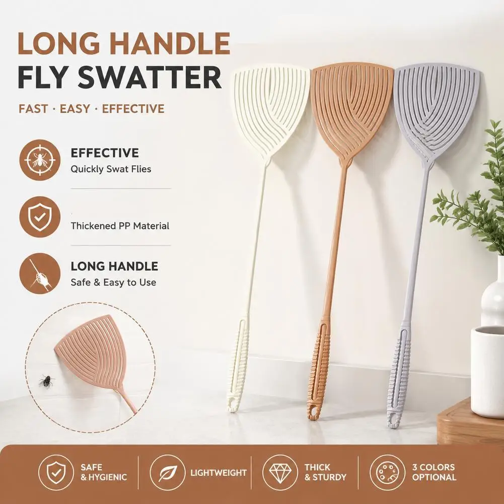 Thickened Striped plastic fly swatter Long Handle Durable Insect Mosquito Mosquito Killer Repellent Tool Home Kitchen Daily Tool
