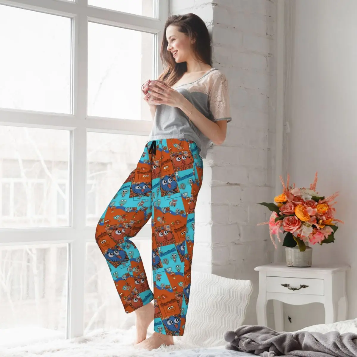 Custom A-Amazing World Of G-Gumball Pajama Pants Sleepwear for Women Elastic Waistband Sleep Lounge Bottoms with Pockets view 6