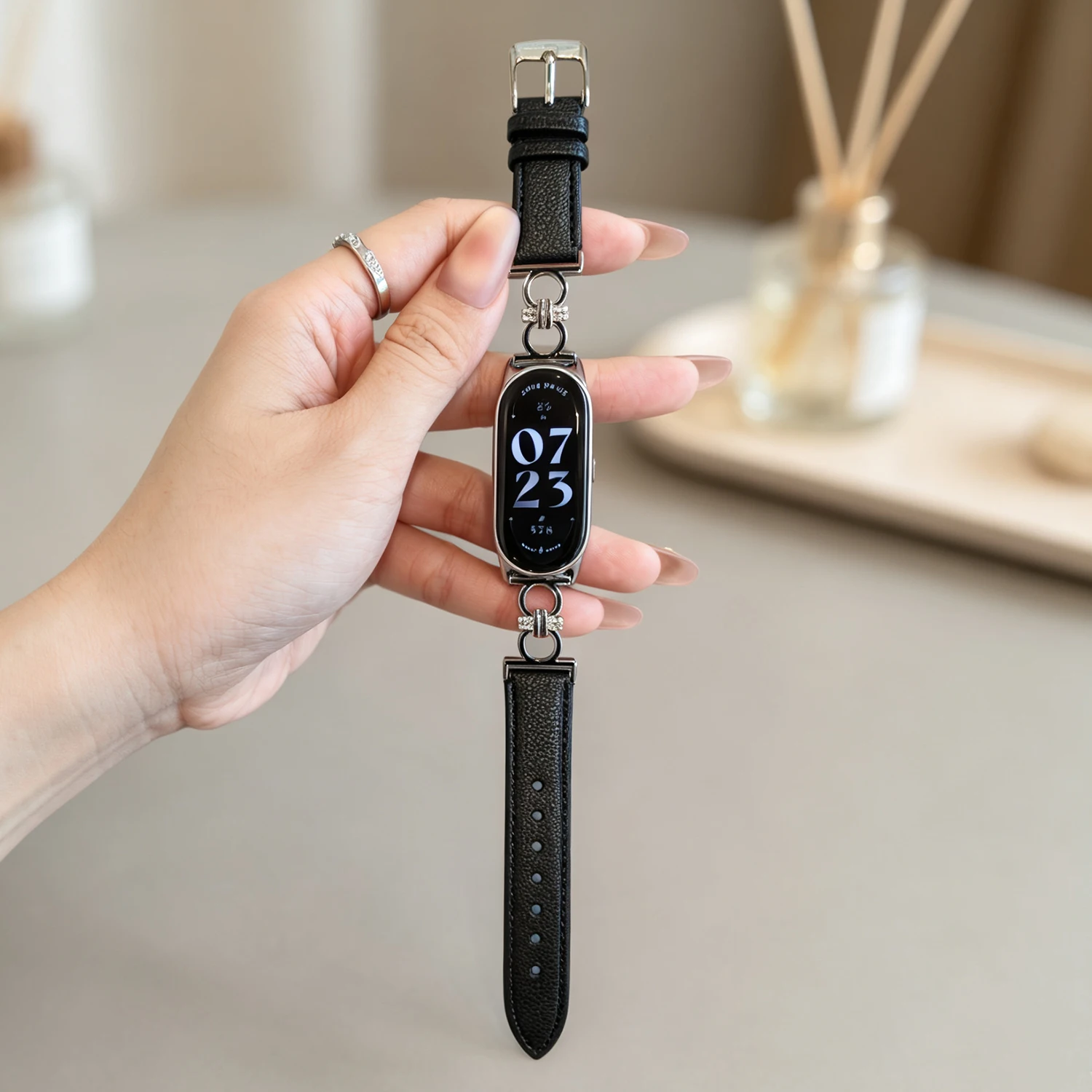Mi Band 10 9 8 7 6 5 Strap For Xiaomi Smart Band 10 Bracelet Stainless Steel Leather Watch Band