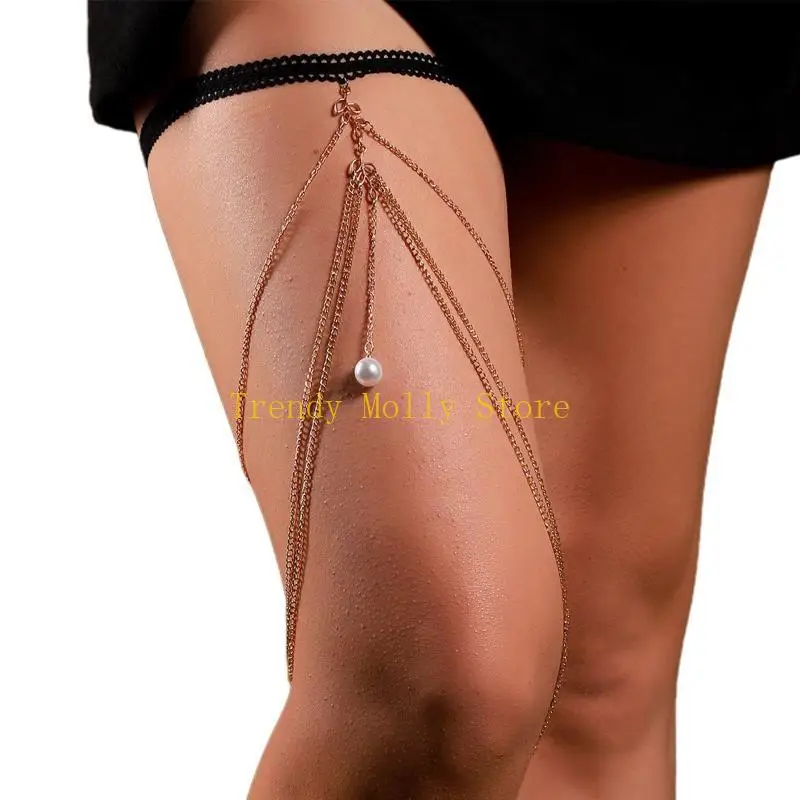 N5KB Frauen sexy Multi -Layer Gothic Leg Chain Belts Cosplay Beach Party Oberschenkelkette