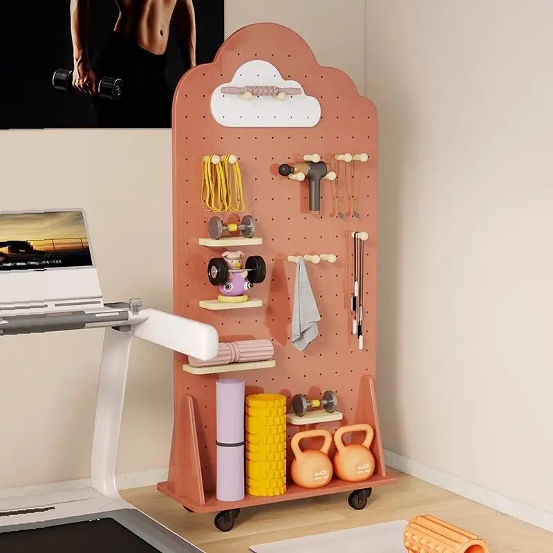 

Cave board fitness equipment yoga sports storage rack household movable mirror floor double mirror storage rack
