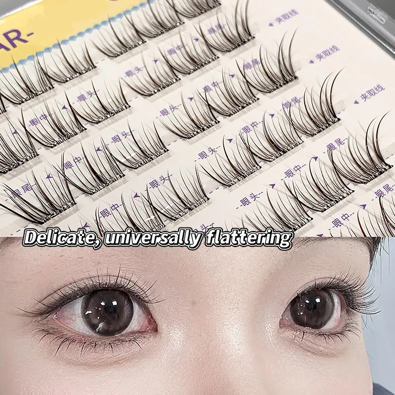 Bily Bear False Eyelashes Self Adhesive Cluster Lashes No Glue Individual Lashes Natural Wispy Soft Lightweight DIY Eye Makeup