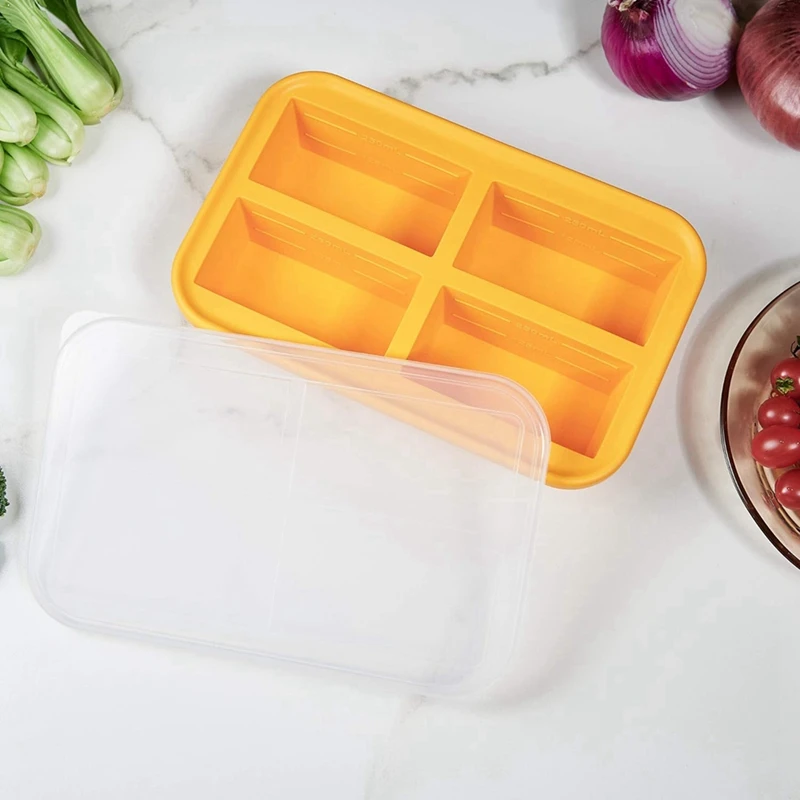 Cup Silicone Freezing Tray With Lid,2 Pc , Easy-Release Silicone Freezer Tray Food Freezer Molds Freeze And Store Soup