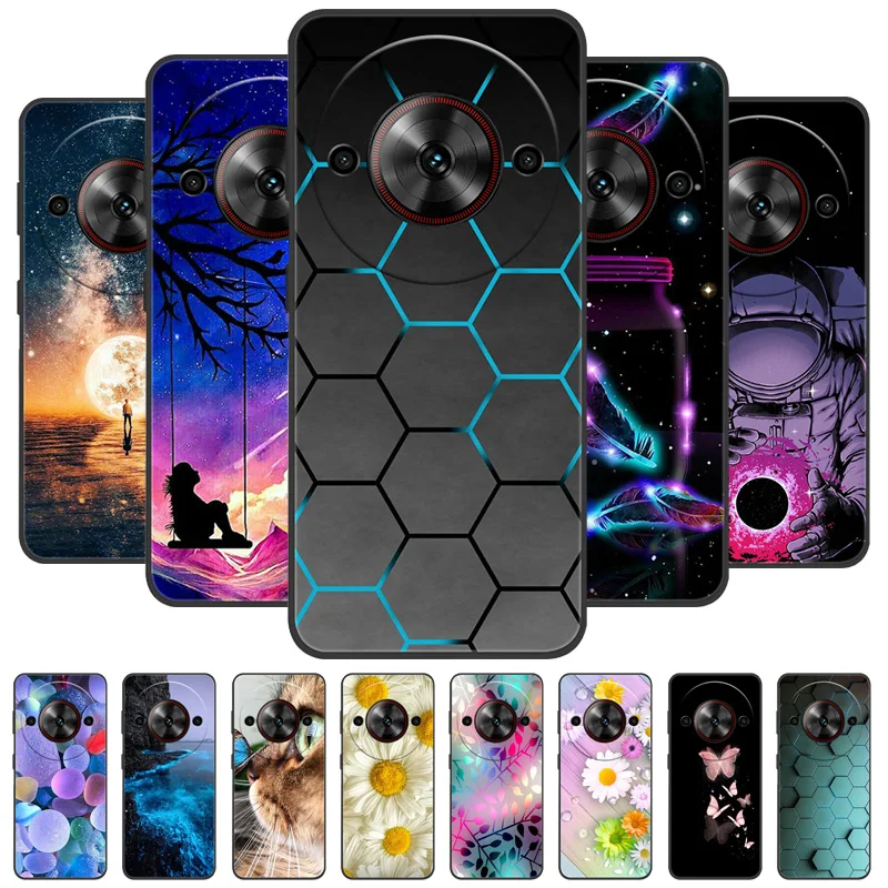 For ZTE Nubia Focus 5G Case Cool Painted Silicone TPU Soft Cover for ZTE NubiaFocus NX302J Cases Black Protective Phone Shells