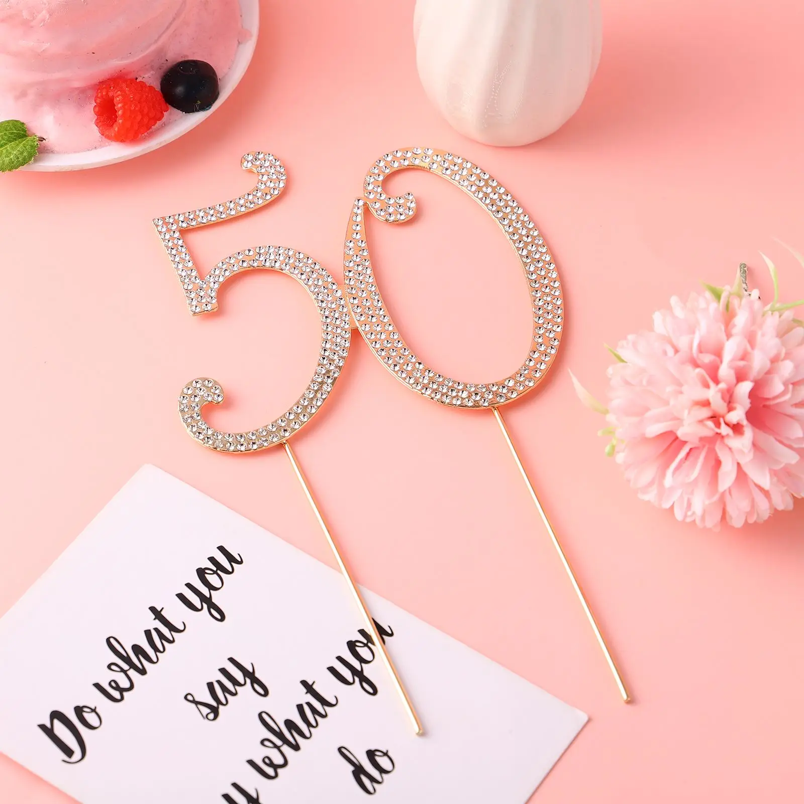 50 Cake Topper Bling Rhinestone 50th Birthday Party Cake Decoration for 50th Birthday Anniversary Party Dessert Embellishing