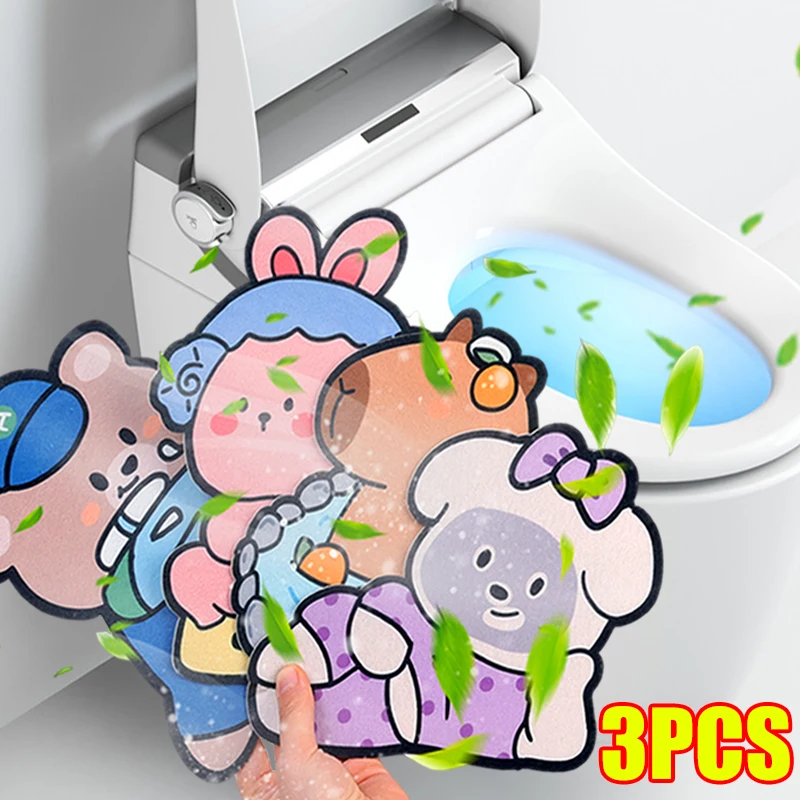 1/3Pcs Toilet Deodorant Patch Cartoon Toilet Stickers Self-adhesive Deodorant Patches Remove Odor Bathroom Decoration Stickers